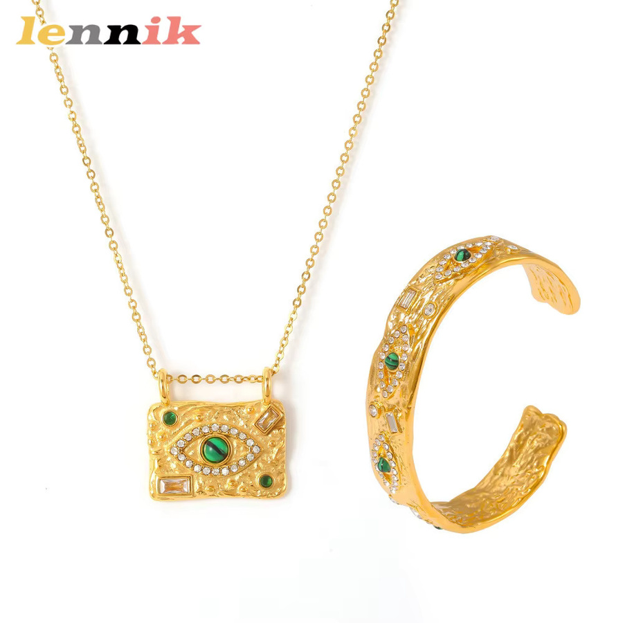 LENNIK Schmuck Set, Titan, Gold, Zirkonia, Vintage - Bild 4