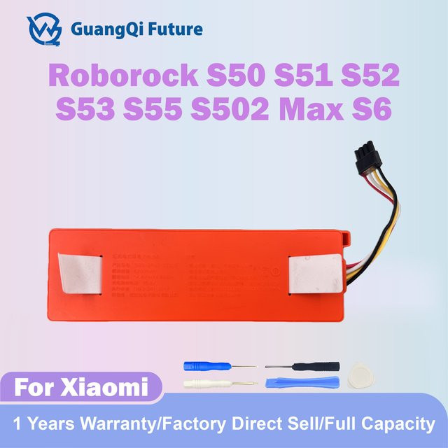 Xiaomi Ersatzakku BRR-2P4S-5200S mit 5200 mAh für Roborock S50 S51 S52 S53 S55 S502 Max S6 Saugroboter in Orange - Bild 1
