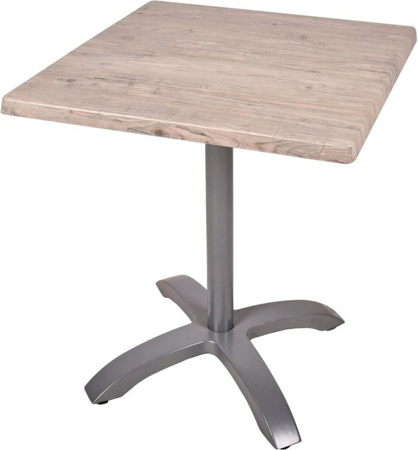 DELUKE Bistrotisch KATJA quadratisch in Hellbraun, rustikaler Cafétisch für Innen- und Außenbereich, B/T/H: 70 x 70 x 66 cm - Bild 1