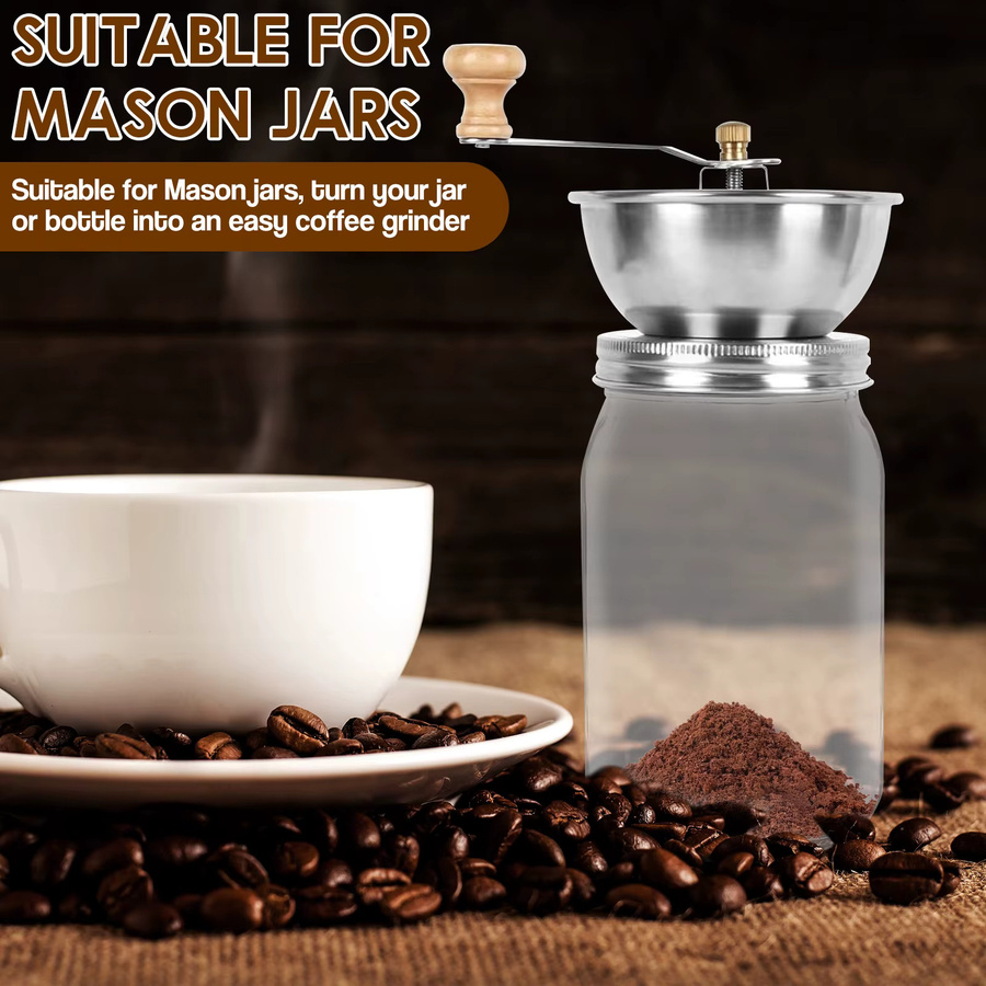 Willstar Handkaffeemühle aus Edelstahl in Silber mit einstellbarem Mahlgrad für Kaffee, Gewürze und Getreide - Bild 5