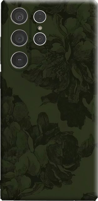 Dunkelgrüne Blumen-Handyhülle mit glänzender doppellagiger Rückseite für Samsung Galaxy S25 Ultra, S24 und S23 Ultra Plus - Bild 1