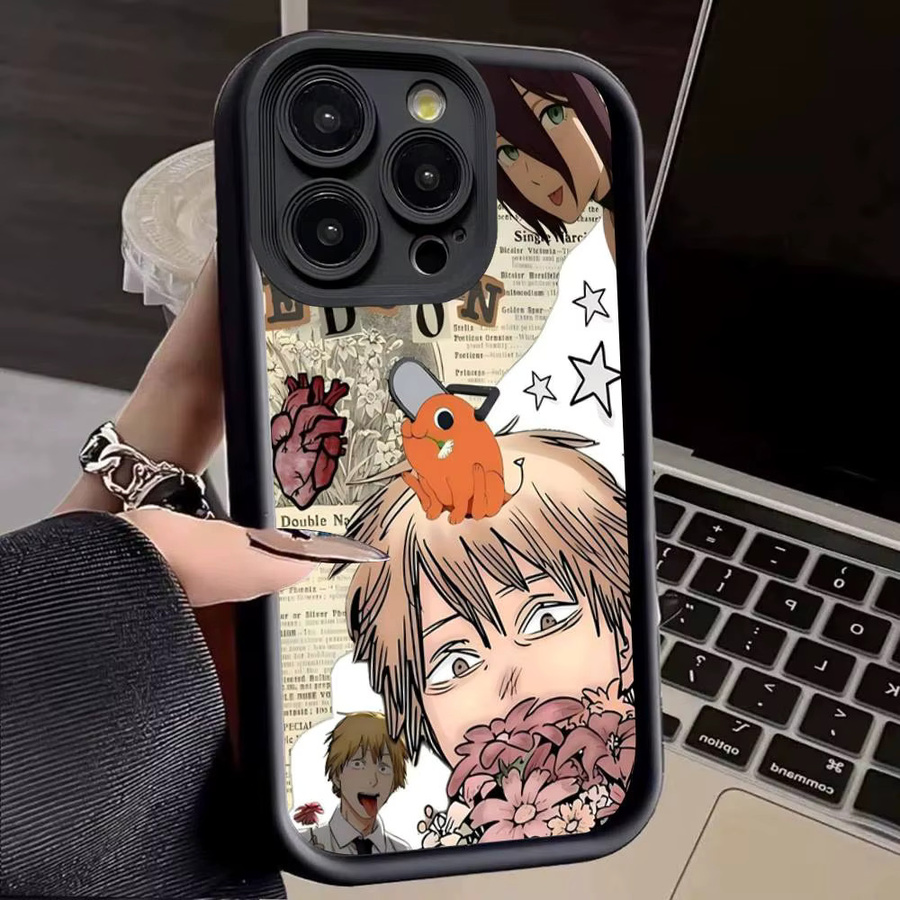 Stoßfeste Silikon Handyhülle im Anime Chainsaw Man Design für iPhone 11 bis iPhone 17 Pro Max Plus, Mehrfarbig - Bild 4
