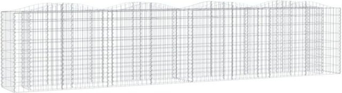 Vidaxl Gabionen-Hochbeet mit Hochbogen aus verzinktem Metall in Silber und Grau, B/T/H: 400 x 50 x 100 cm - Bild 1