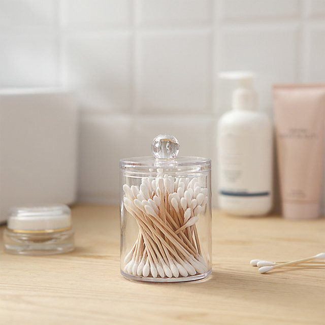 Transparente Acryl Aufbewahrungsbox für Wattepads und Make-up als Kosmetik Organizer für dein Badezimmer - Bild 1