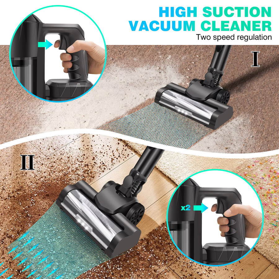 DayPlus 3-in-1 Akku-Staubsauger Schwarz, kabelloser Handstaubsauger mit bürstenlosem Motor und 130000 RPM für Teppiche und Hartböden, beutellos - Bild 3