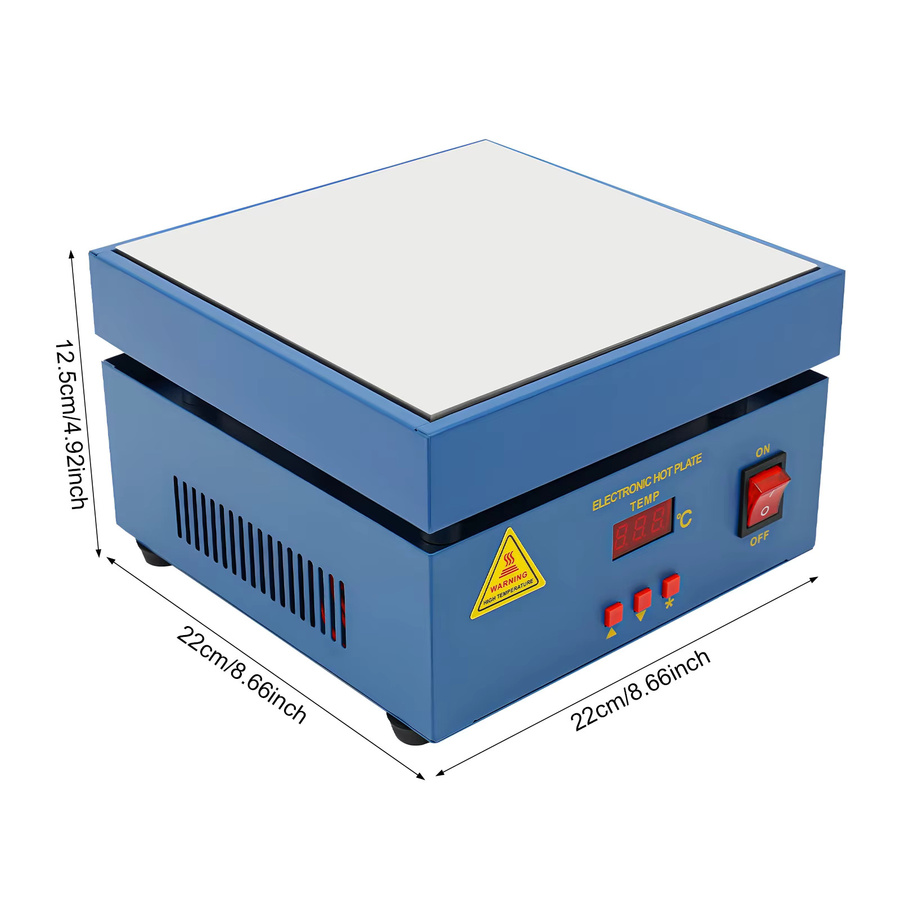 Elektrische Heizplatte Vorheiz-Lötstation mit digitaler Temperaturanzeige 800W, Blau, B/T: 20 x 20 cm - Bild 3