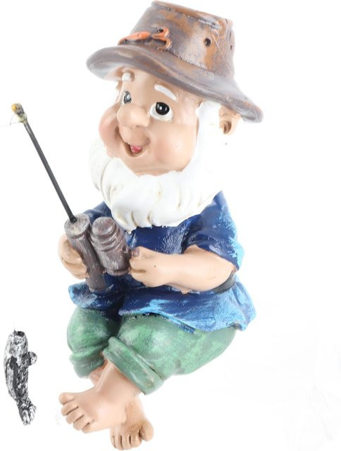 Lebensechte Angelfigur aus Harz in hellen Farben als dekorative Fischerstatue für deinen Garten oder Hinterhof - Bild 1
