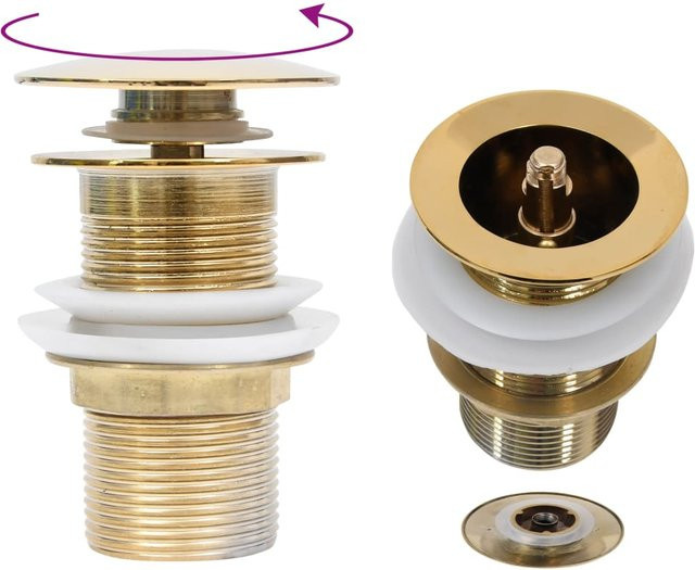 Vidaxl Klick-Klack-Stöpsel ohne Überlauf Funktion in Gold, B/T/H: 6,4 x 6,4 x 9,1 cm - Bild 1