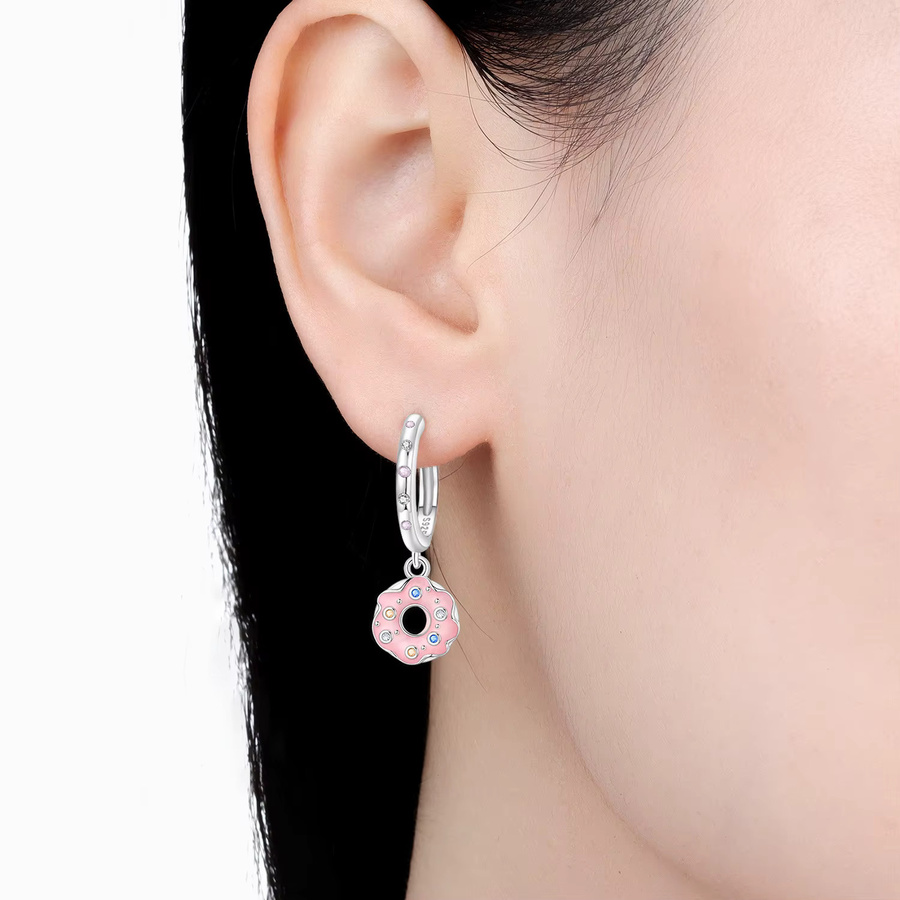 PANPOKI Ohrringe, 925 Silber, Rosa Donut, Damen - Bild 2