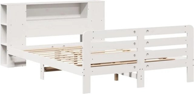vidaXL Massivholzbett aus Kiefernholz in Weiß, rustikales Bett ohne Matratze, B/T/H: 156 x 156 x 200 cm (passend für Matratzen 140–160 x 200 cm) - Bild 1