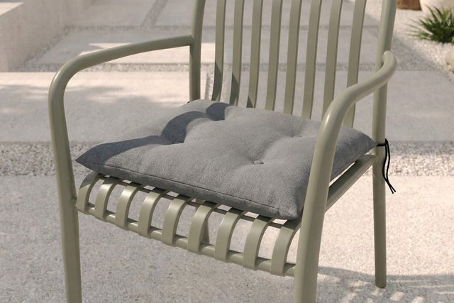 OUTFLEXX Green Sitzkissen Grau aus recyceltem Polyester mit Befestigungsbändern, B/B/H: 42 x 42 x 4 cm - Bild 1