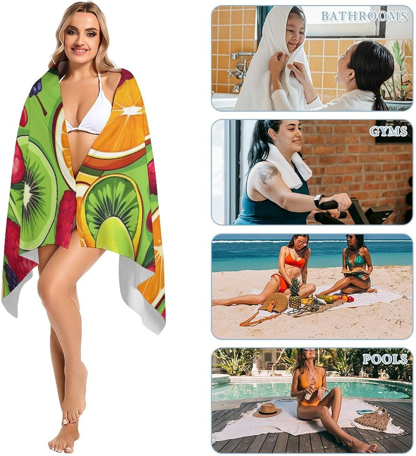 Shanika Chen Strandtuch mit Früchte-Motiv, Multicolor, Mikrofaser, sandfrei und schnelltrocknend, B: 40 cm, H: 60 cm - Bild 2