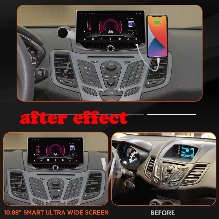 NAVIRIDER Android Multimedia Player mit 10,88 Zoll Display für Ford Transit Tourneo und Ecosport, CarPlay, GPS Navigation, Schwarz - Bild 3
