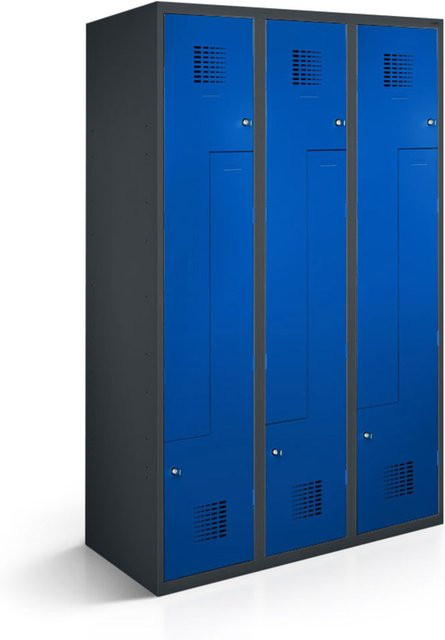rotstahl Z-Spind mit 6 Türen in Dunkelblau und anthrazitgrauem Korpus, B/T/H: 90 x 50 x 180 cm - Bild 1