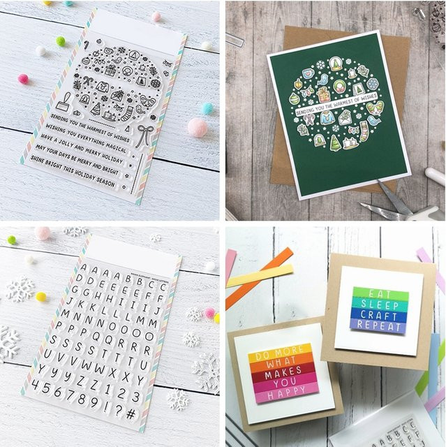 Transparente Weihnachts-Stempel mit Alphabet, Zahlen und Ornamenten für DIY Scrapbooking und Kartenbasteln, 4 x 6 Zoll - Bild 1