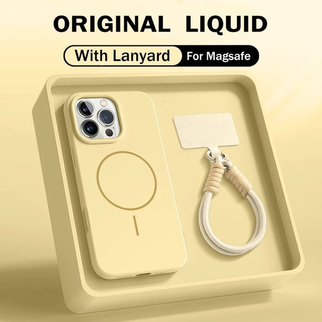 Loobival MagSafe Flüssigsilikon-Schutzhülle mit magnetischer Trageschlaufe für iPhone 17 16 15 14 13 12 11 Pro Max Air Plus - Bild 1