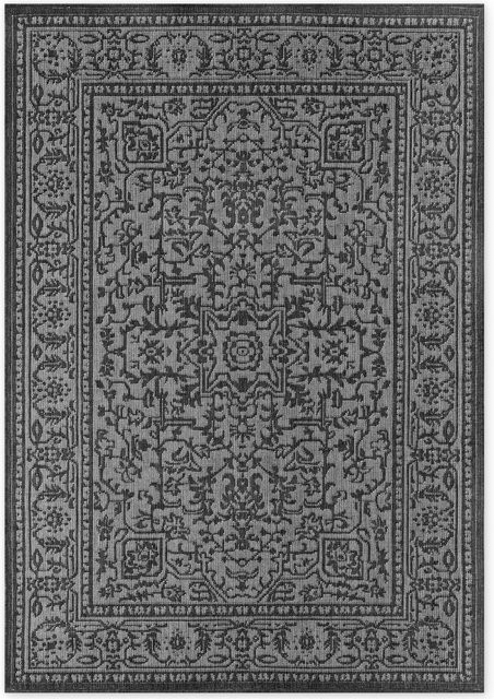 NYVI Teppich Duet Schwarz Weiß Kona wetterfest und UV-beständig für Innen und Außen B: 80 cm, T: 250 cm - Bild 1