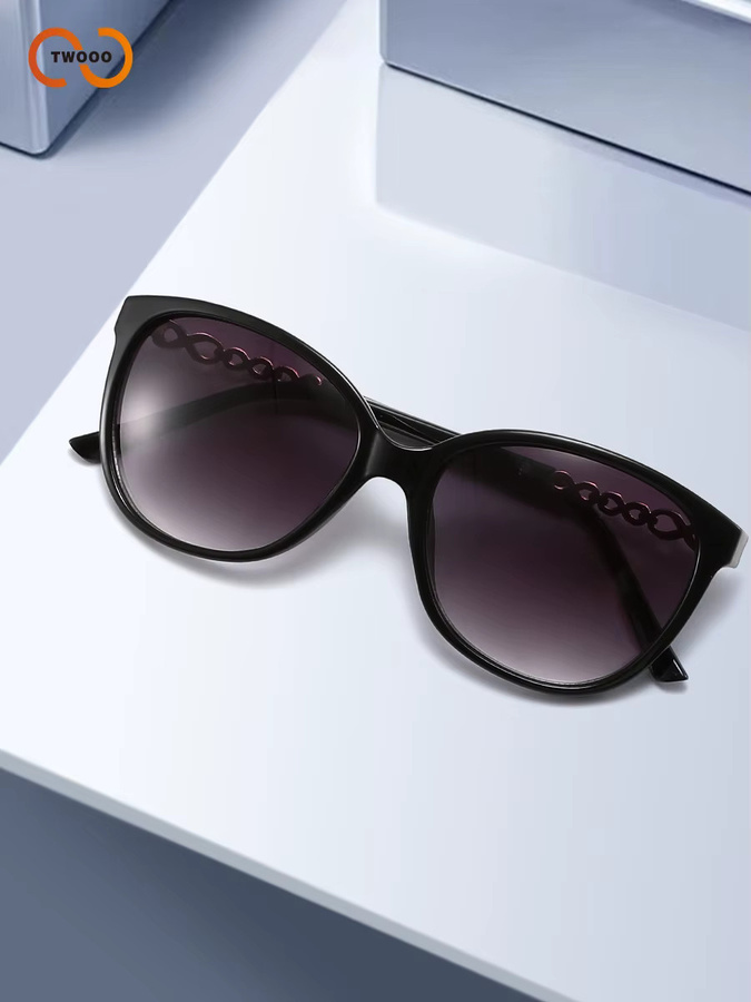 TWOOO Cat-Eye Sonnenbrille für Damen, Vollrand, Plastic, Gold, Black - Bild 3