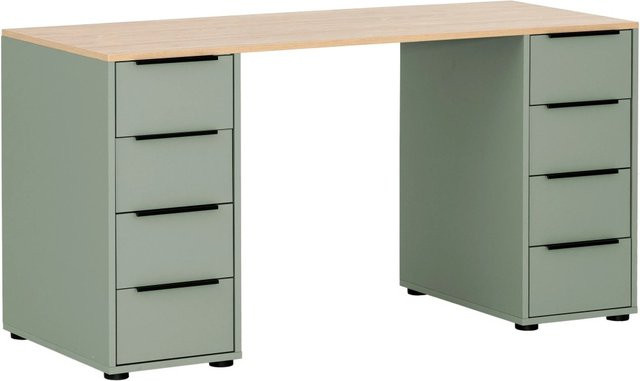 Schreibtisch Kangaroo von PROREGAL in Pistazie-Eiche mit 8 Schubladen, H x B x T: 73 x 140 x 55,5 cm - Bild 1