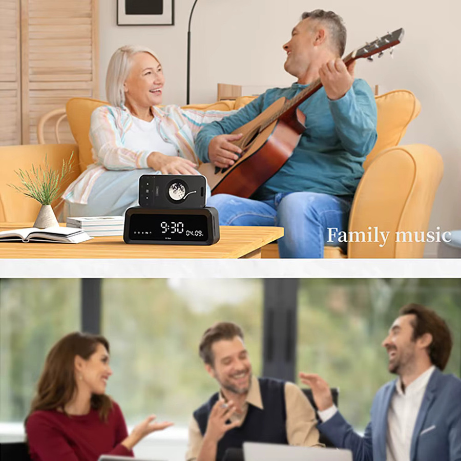 Niditon Digitaler Wecker mit Bluetooth-Lautsprecher, Radio und Temperaturanzeige in Schwarz - Bild 5