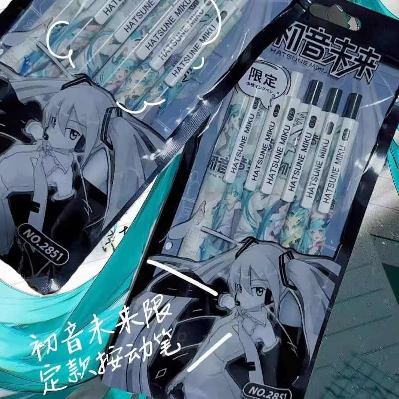 Bandai Miku Anime Set mit 6 Stück schnelltrocknenden Gelstiften in Schwarz und Multicolour, 0,5 mm Stiftstärke aus Kunststoff - Bild 2