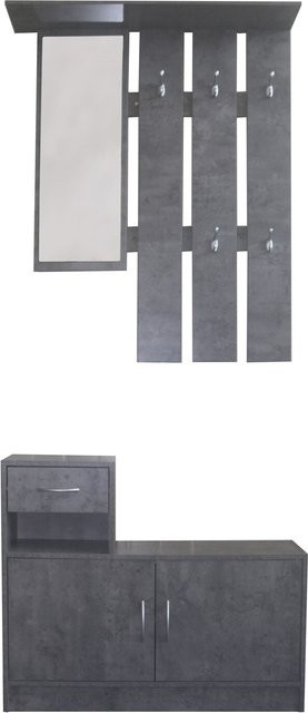 HTI-Living Garderobenpaneel mit Schuhschrank Thekla in Beton-Optik - Bild 1