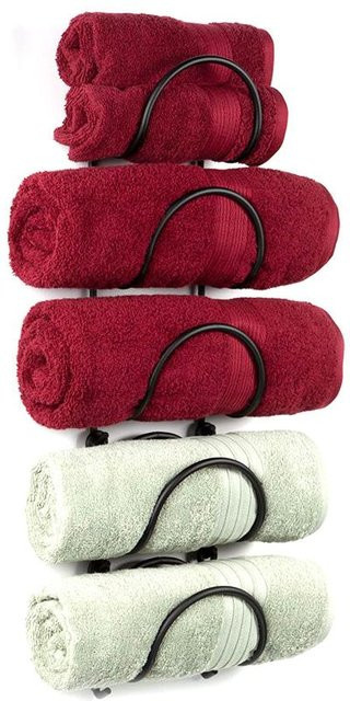 Flippedy Handtuchhalter aus Schmiedeeisen für das Badezimmer, Wandmontage, Schwarz - Bild 1