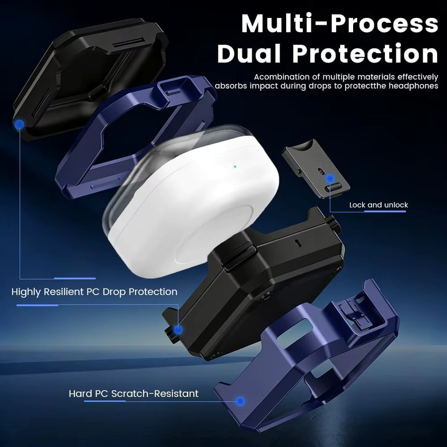 Schutzhülle für Samsung Galaxy Buds 4 Pro in Schwarz mit sicherem Verschluss aus Hartschale - Bild 4