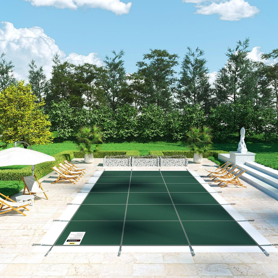 Buying Solutions MB Pool-Sicherheitsabdeckung für rechteckige Einbaupools in Grün, Netz-Vollabdeckung mit Abflusslöchern zur Wintersicherung - Bild 2