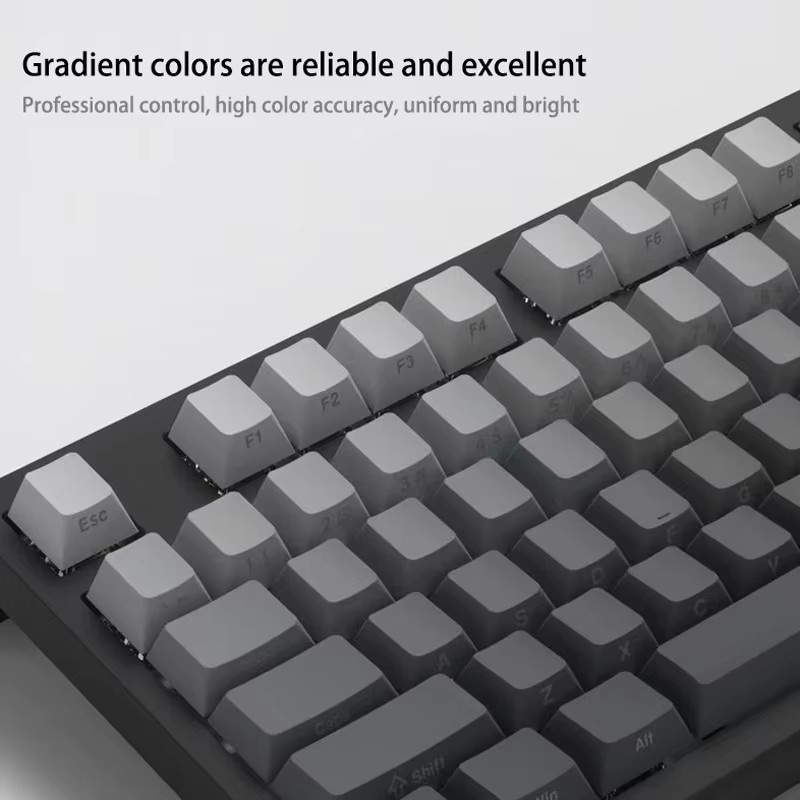 Outemu Tastenkappen für mechanische Tastaturen aus PBT-Material mit 133 Tasten im OEM-Profil, grauer Farbverlauf mit seitlicher Gravur für Gaming-DIY - Bild 4