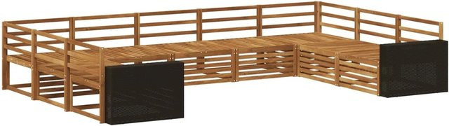 vidaXL Outdoor-Sofagarnitur aus Akazie Massivholz in Natur Braun, 9-teiliges Set im modernen Latten-Design - Bild 1