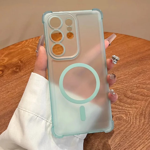 Schutzhülle für Samsung Galaxy S26 Ultra Plus S25 S24 S23 FE mit Fallschutz und magnetischer Ladefunktion, mattiert, Schwarz - Bild 1