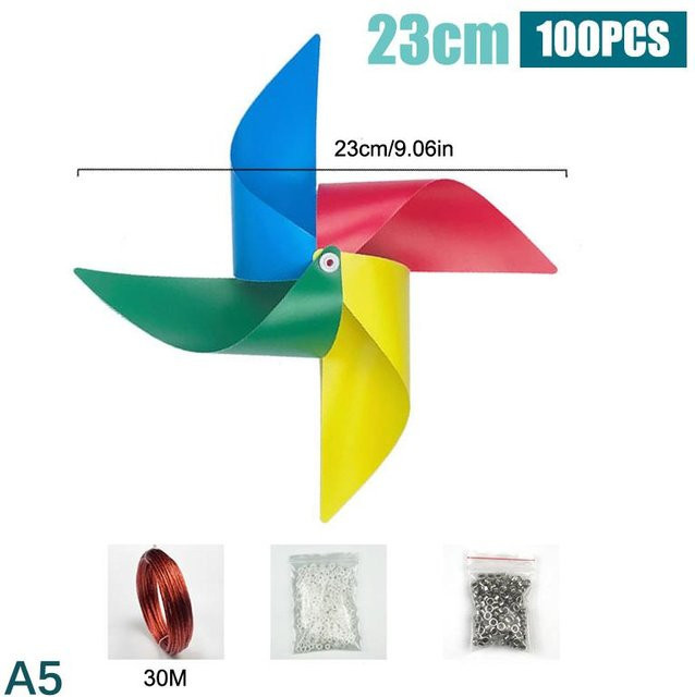 100er-Pack Buntes Windrad-Set von Binchi Outdoor Product in Mehrfarbig mit Aufhängedraht für Garten und Party-Dekoration - Bild 1