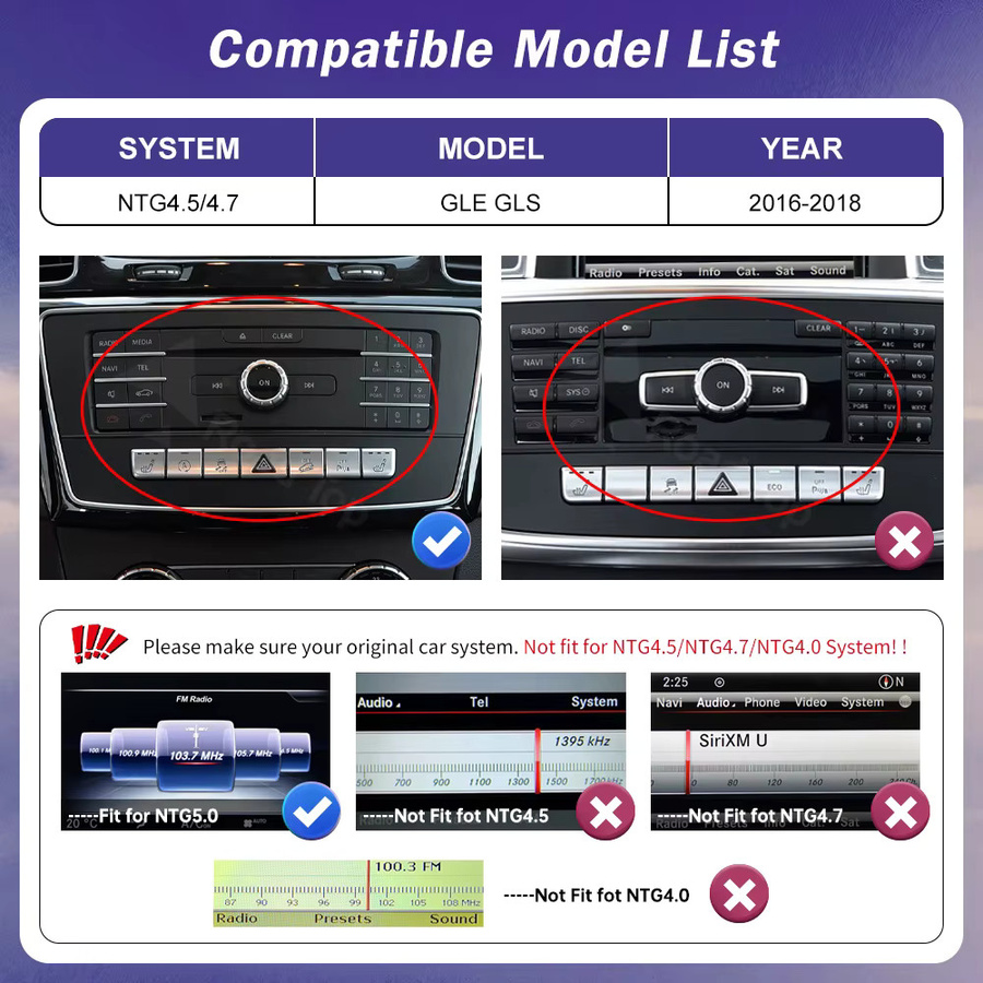 Road Top 12,3 Zoll Linux Touchscreen Multimedia Autoradio mit Android Auto und Wireless CarPlay für Mercedes Benz GLE GLS 2016-2018 in Schwarz - Bild 2
