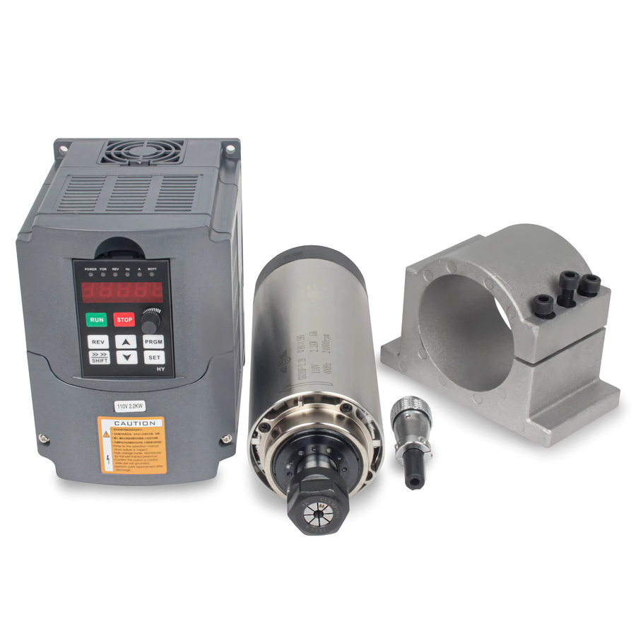 POWACE luftgekühlter Spindelmotor ER20 mit 2,2 kW, grau, 220 V, 8 A, für CNC-Fräsmaschinen, Fräsmaschinen und Schneidemaschinen, B/T/H: 8,0 x 19,5 x 8,0 cm - Bild 1