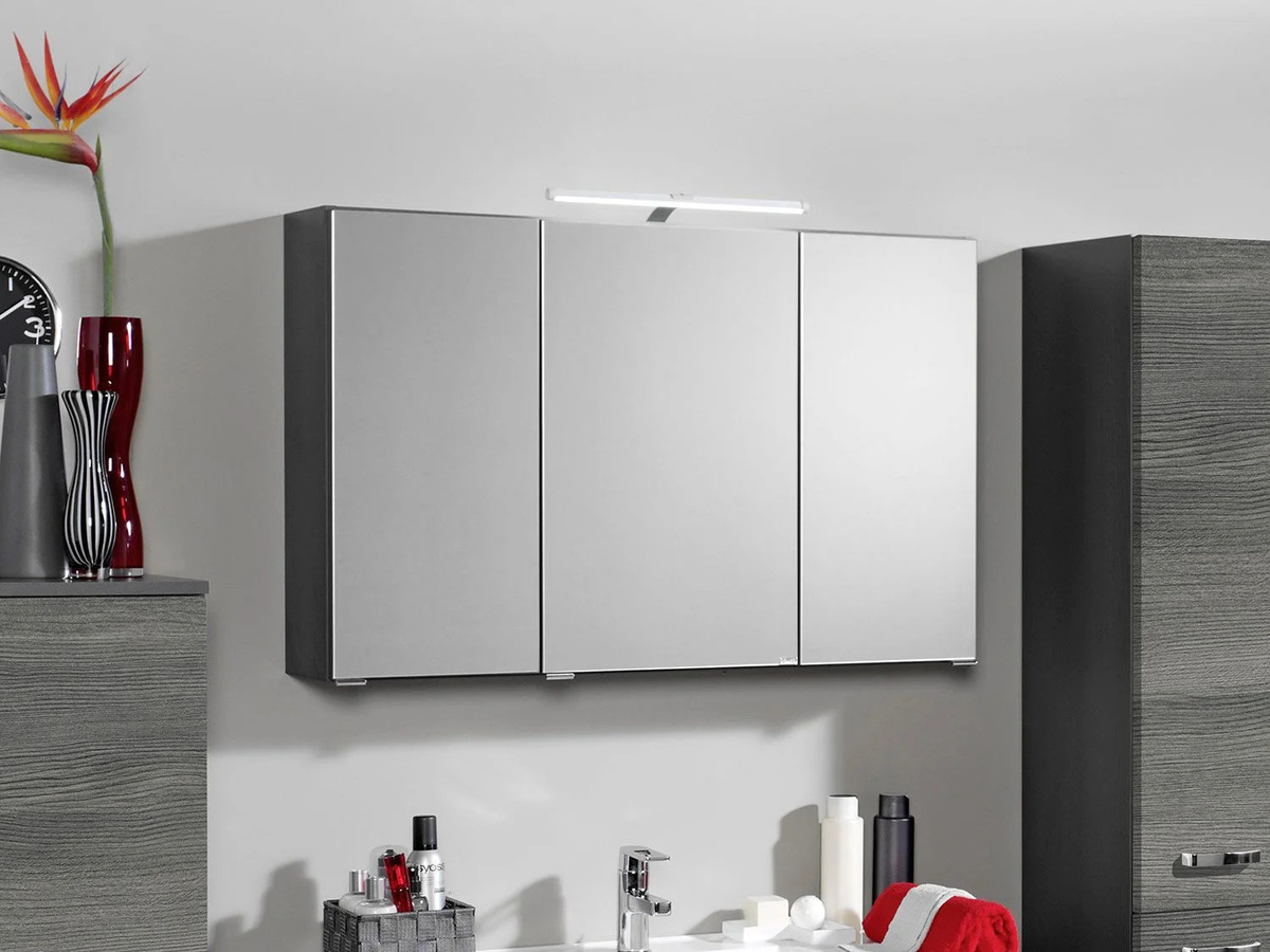 HELD Bologna 3D Spiegelschrank mit LED-Aufbauleuchte und Steckdose, Graphitgrau, B: 70 cm - Bild 3