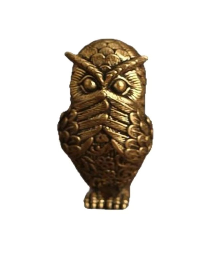 JETTING Eulen-Statue aus Messing in Gold, Vintage Tier-Skulptur als Deko-Ornament für dein Bücherregal oder den Schreibtisch - Bild 2