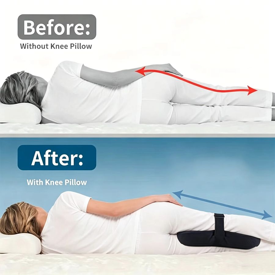 Ergonomisches Kniekissen von OOAGE in Grau für Seitenschläfer zur Linderung von Rücken-, Hüft- und Gelenkschmerzen - Bild 3
