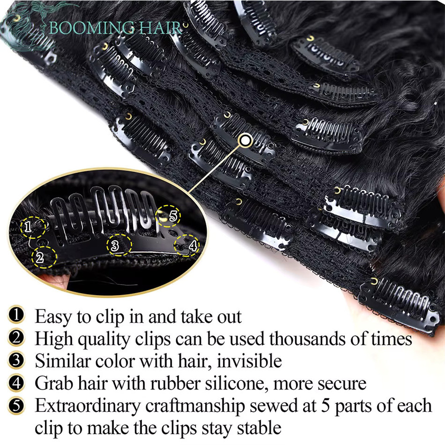 Booming Hair Clip-in-Haarverlängerungen, synthetisch, lockig, 6 Stück, 66 cm, 140 g - Bild 2