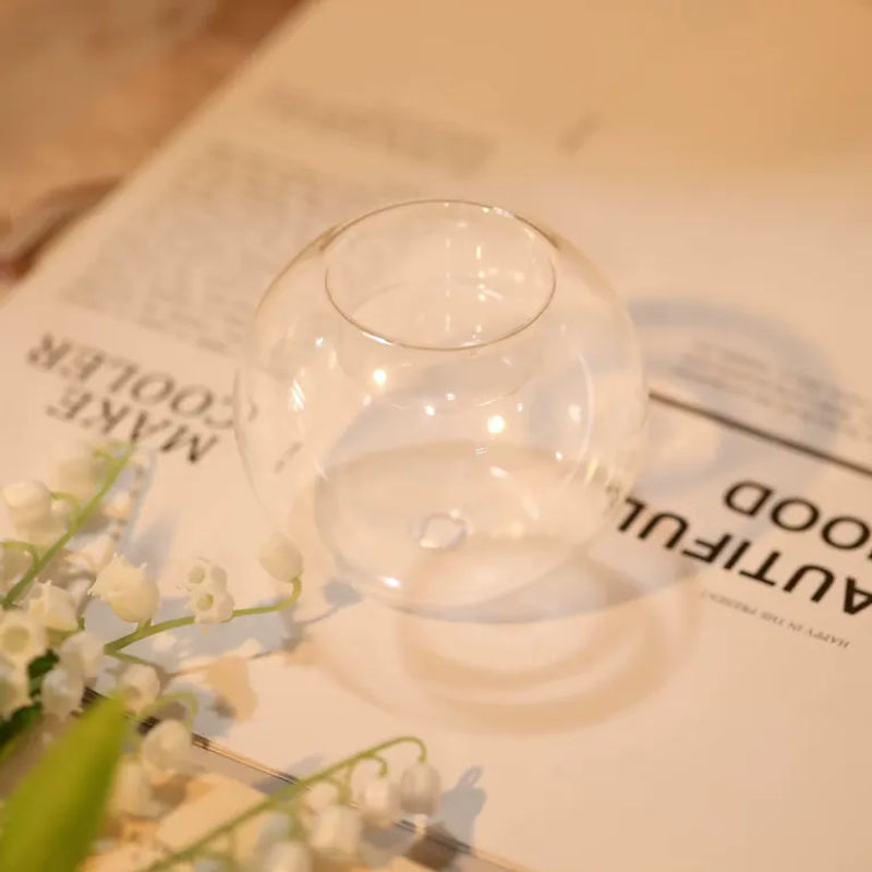 YOCITY Teelichthalter aus Glas, runder Kerzenständer in Transparent, minimalistisches Design für Hochzeit, Weihnachten und Heimdekoration - Bild 4