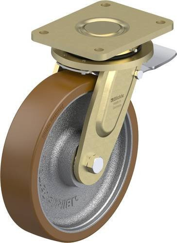 Blickle Lenkrolle LS-GB 250K-ST mit Feststeller, verzinkt, Rad-Durchmesser: 25 cm, Tragfähigkeit: 1500 kg - Bild 1