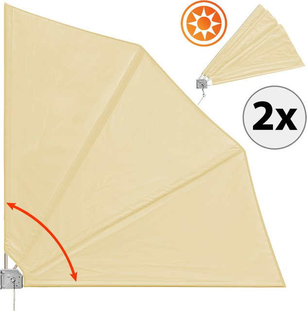 Detex Paravent 2er-Set Beige klappbar aus Stahlrohr und Polyester B/H: 140 x 140 cm - Bild 1