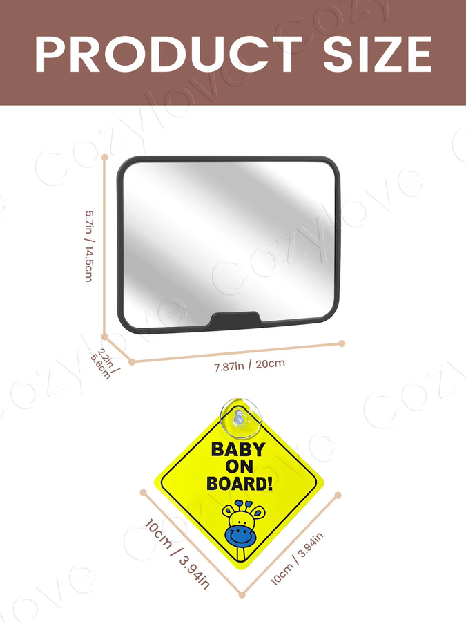 momo&dudu 360 Grad drehbarer Babyautospiegel mit Baby-An-Board-Schild in Pink und Schwarz, HD-Sicherheits-Rückspiegel für den Rücksitz von Kleinkindern - Bild 2