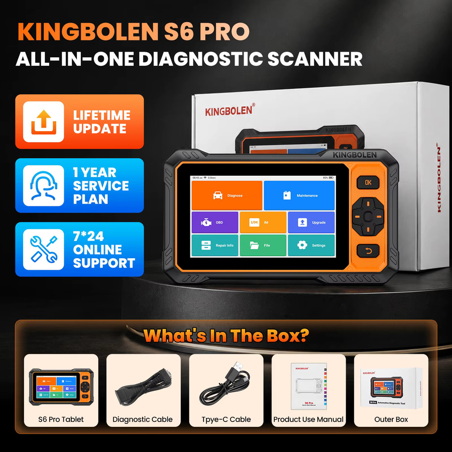 Kingbolen S6 Pro OBD2-Scanner in Schwarz mit bidirektionalem Scan-Tool, CAN FD und FCA Unterstützung für alle Systeme sowie 20 Servicefunktionen - Bild 4