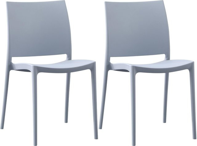 CLP 2er Set Meton Gartenstühle aus Polypropylen, stapelbare Outdoor-Gartensessel mit Lehnen, wetterfest und UV-beständig, bis 150 kg belastbar - Bild 1