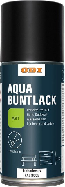 OBI Buntlack Spray RAL 9005 Tiefschwarz matt wasserbasiert 150 ml - Bild 1