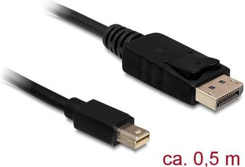 Delock Mini-DisplayPort auf DisplayPort Adapterkabel Schwarz 0,50 m vergoldet - Bild 1