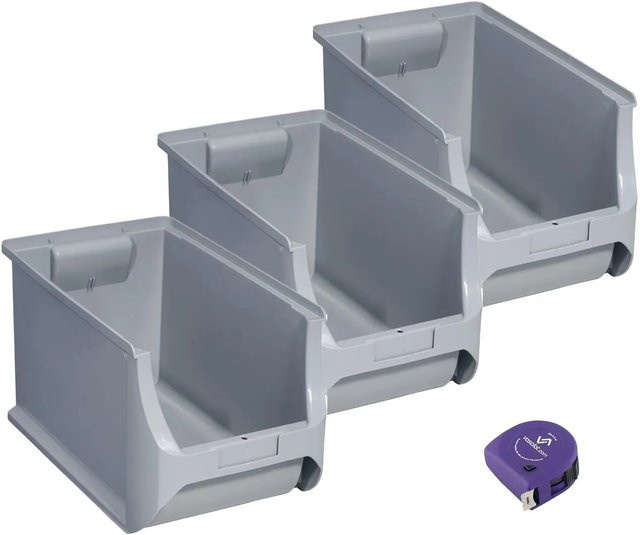 vasalat Set Stapelboxen aus Kunststoff, Grau, 3 Stück, B/T/H: 35,5 x 20,5 x 20,0 cm - Bild 1