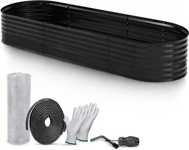 TTL GARDEN Ovales Garten-Hochbeet ELEGANCE XL aus verzinktem Metall in Anthrazit, B/T/H: 320 x 80 x 45 cm - Bild 1