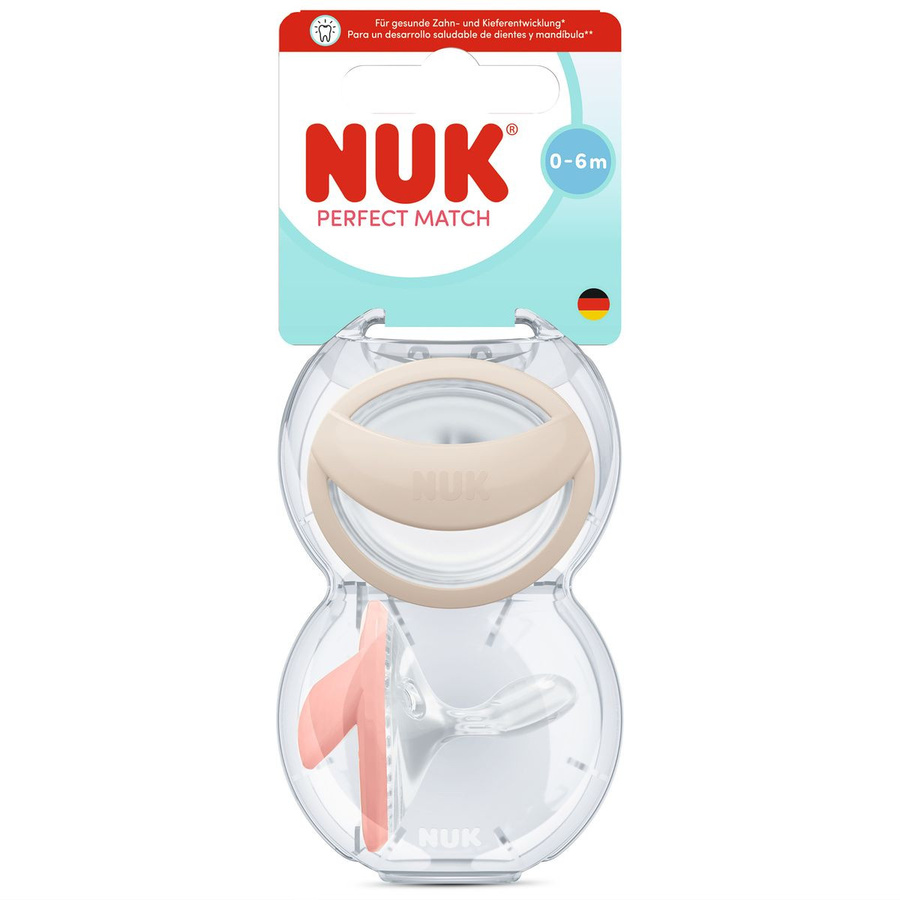 NUK Schnuller Perfect Match 2er Pack aus Silikon in Beige und Rosa für 0-6 Monate - Bild 3